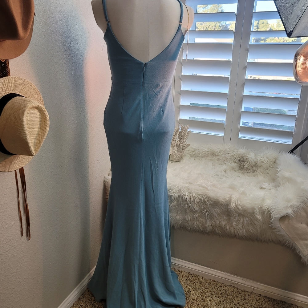 DRESS THE POPULATION SEA BREEZE SKY BLUE JODI EVENING MERMAID GOWN WOMEN… - Picture 9 of 16
